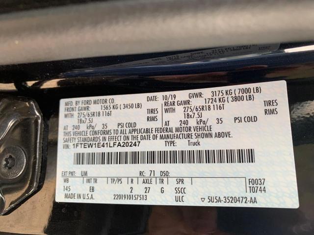 Photo 10 from auction – 2020 FORD F150 SUPER with VIN 1FTEW1E41LFA20247