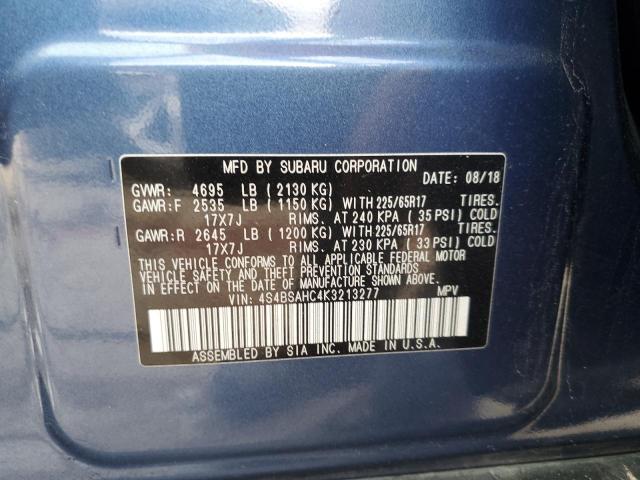 Photo 14 from auction – 2019 SUBARU OUTBACK 2. with VIN 4S4BSAHC4K3213277
