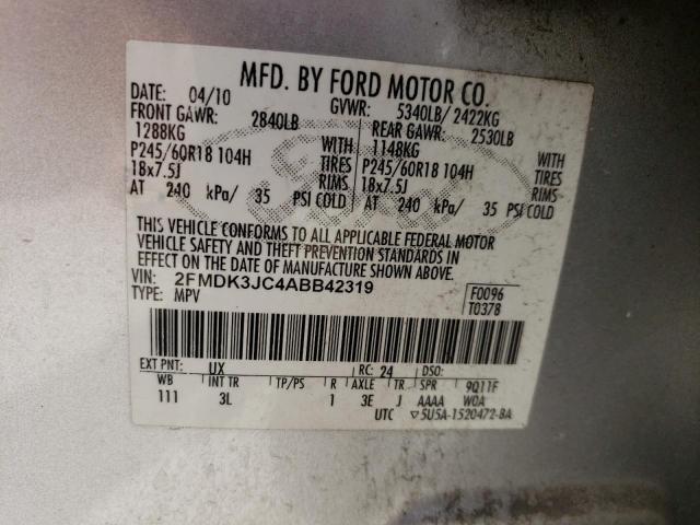 Photo 14 from auction – 2010 FORD EDGE SEL with VIN 2FMDK3JC4ABB42319