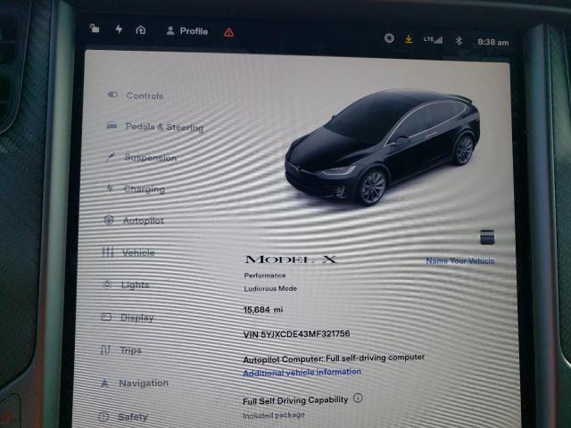 Photo 9 from auction – 2021 TESLA MODEL X with VIN 5YJXCDE43MF321756