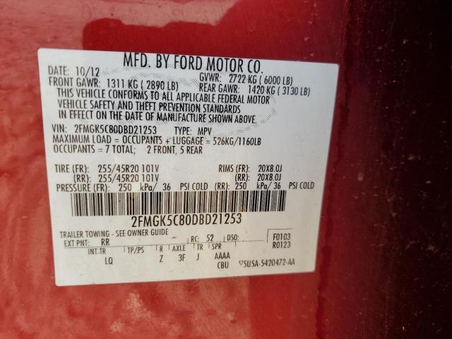 Photo 14 from auction – 2013 FORD FLEX SEL with VIN 2FMGK5C80DBD21253