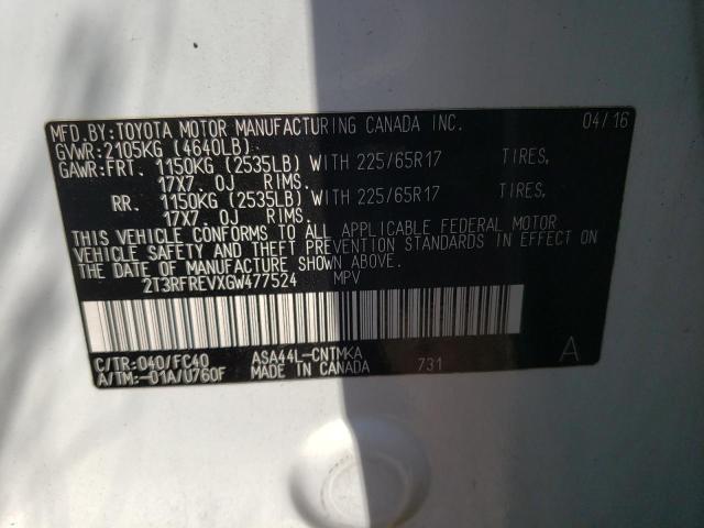 Photo 14 from auction – 2016 TOYOTA RAV4 XLE with VIN 2T3RFREVXGW477524
