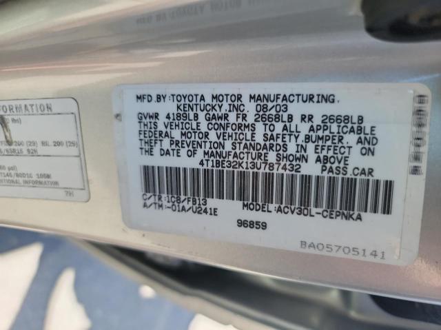 Photo 10 from auction – 2003 TOYOTA CAMRY LE with VIN 4T1BE32K13U787432