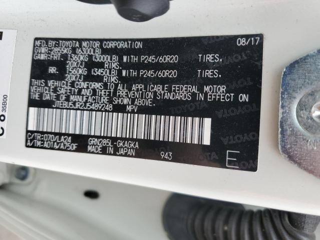 Photo 14 from auction – 2018 TOYOTA 4RUNNER SR with VIN JTEBU5JR2J5489248