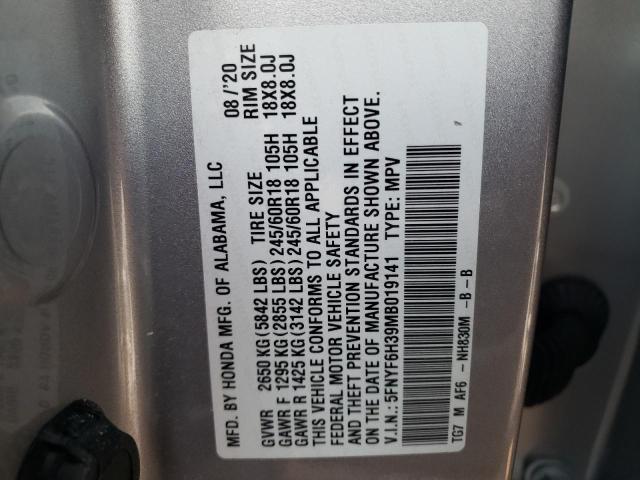 Photo 14 from auction – 2021 HONDA PILOT EX with VIN 5FNYF6H39MB019141