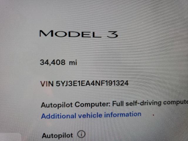 Photo 9 from auction – 2022 TESLA MODEL 3 with VIN 5YJ3E1EA4NF191324