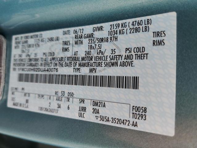 Photo 14 from auction – 2013 FORD ESCAPE SEL with VIN 1FMCU0H92DUA40076