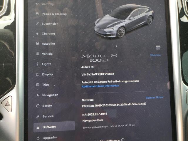 Photo 9 from auction – 2017 TESLA MODEL S with VIN 5YJSA1E25HF215862
