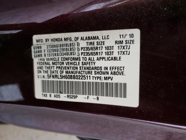 Photo 14 from auction – 2011 HONDA ODYSSEY EX with VIN 5FNRL5H60BB022511