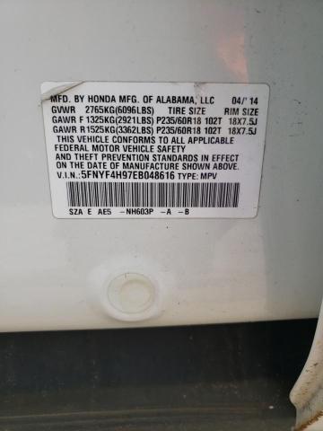 Photo 14 from auction – 2014 HONDA PILOT TOUR with VIN 5FNYF4H97EB048616