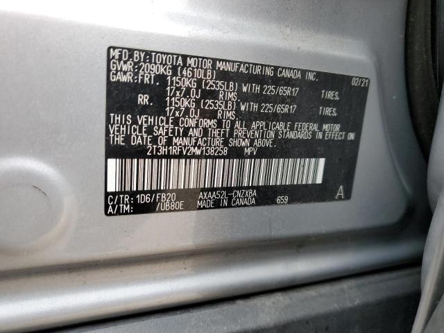 Photo 14 from auction – 2021 TOYOTA RAV4 LE with VIN 2T3H1RFV2MW138258