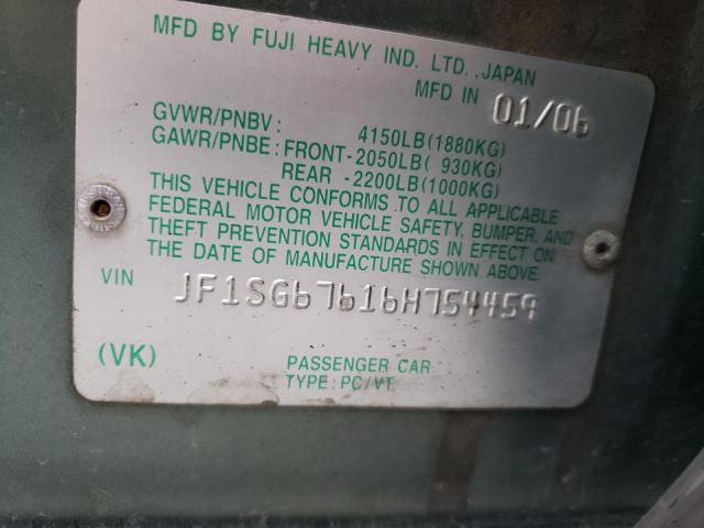 Photo 14 from auction – 2006 SUBARU FORESTER 2 with VIN JF1SG67616H754459