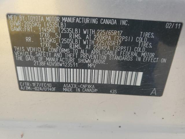 Photo 14 from auction – 2011 TOYOTA RAV4 with VIN 2T3BF4DV9BW123511