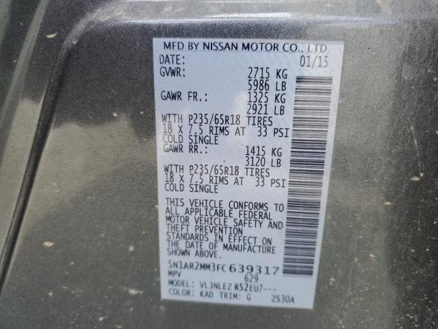 Photo 14 from auction – 2015 NISSAN PATHFINDER with VIN 5N1AR2MM3FC639317