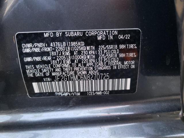 Photo 14 from auction – 2022 SUBARU CROSSTREK with VIN JF2GTHMC6N8270725