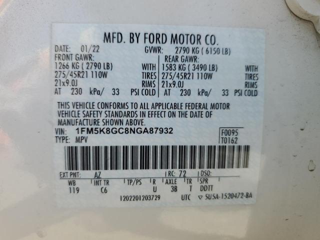 Photo 14 from auction – 2022 FORD EXPLORER S with VIN 1FM5K8GC8NGA87932