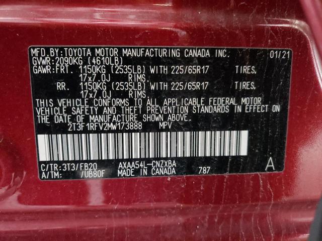 Photo 14 from auction – 2021 TOYOTA RAV4 LE with VIN 2T3F1RFV2MW173888