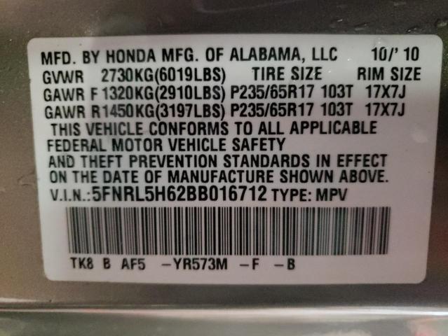 Photo 14 from auction – 2011 HONDA ODYSSEY EX with VIN 5FNRL5H62BB016712
