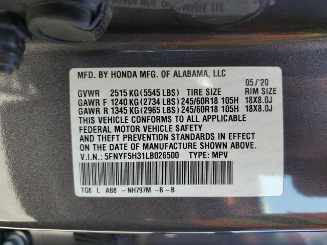 Photo 14 from auction – 2020 HONDA PILOT EX with VIN 5FNYF5H31LB026500