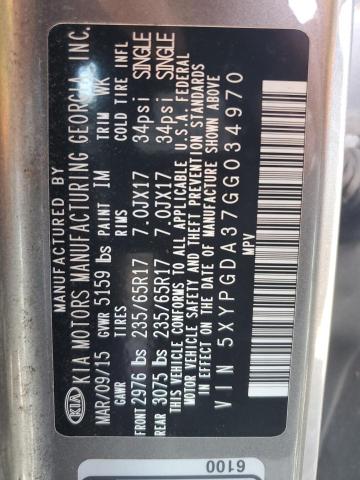 Photo 14 from auction – 2016 KIA SORENTO LX with VIN 5XYPGDA37GG034970