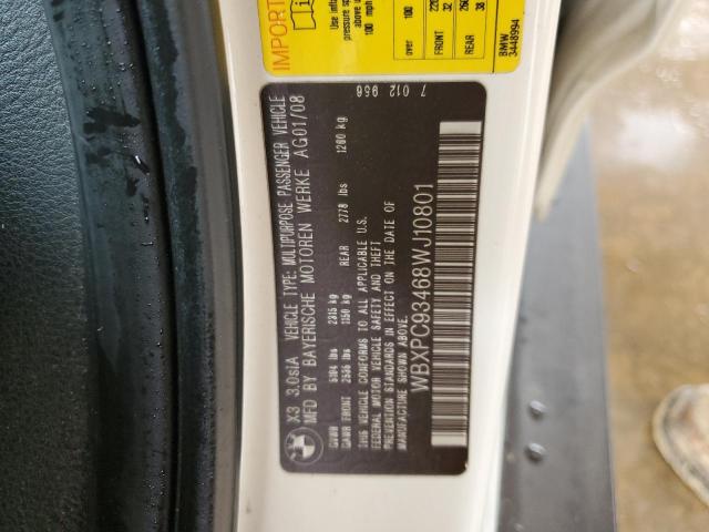 Photo 14 from auction – 2008 BMW X3 3.0SI with VIN WBXPC93468WJ10801