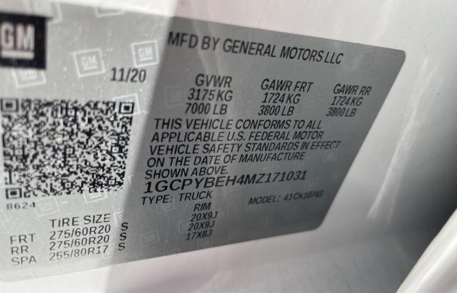 Photo 10 from auction – 2021 CHEVROLET SILVERADO with VIN 1GCPYBEH4MZ171031