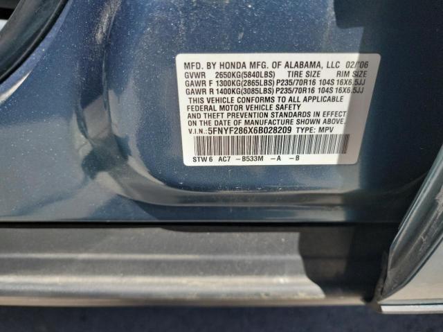 Photo 10 from auction – 2006 HONDA PILOT EX with VIN 5FNYF286X6B028209