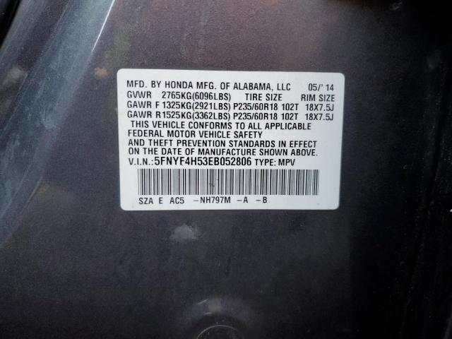 Photo 14 from auction – 2014 HONDA PILOT EXL with VIN 5FNYF4H53EB052806