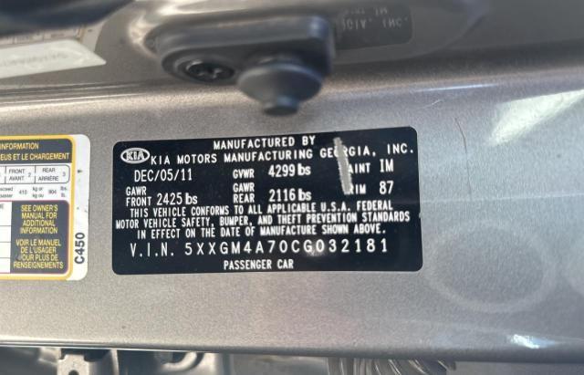 Photo 10 from auction – 2012 KIA OPTIMA LX with VIN 5XXGM4A70CG032181