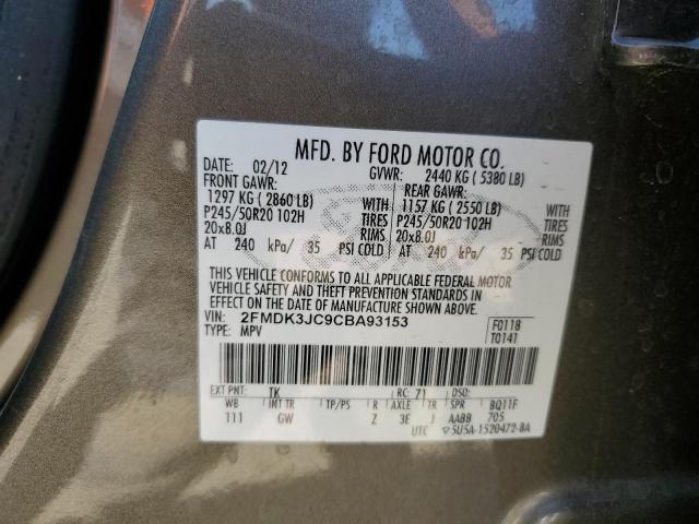Photo 14 from auction – 2012 FORD EDGE SEL with VIN 2FMDK3JC9CBA93153