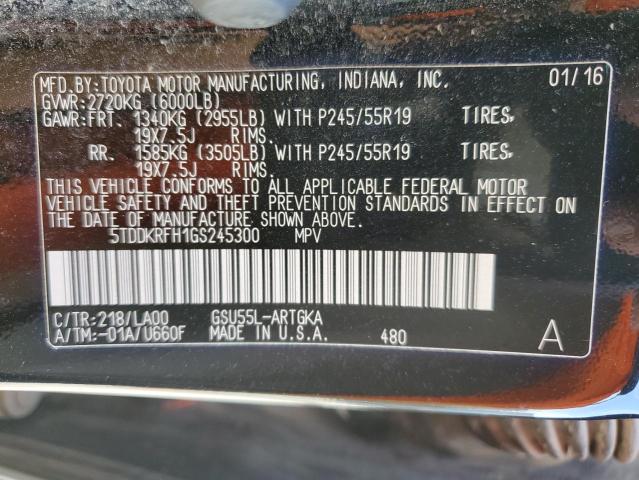Photo 14 from auction – 2016 TOYOTA HIGHLANDER with VIN 5TDDKRFH1GS245300