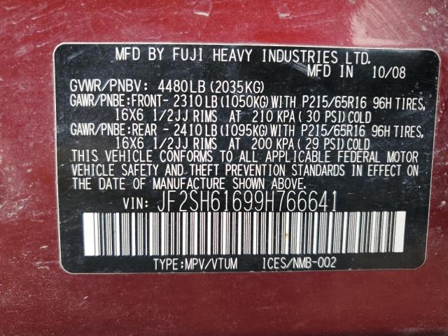 Photo 14 from auction – 2009 SUBARU FORESTER 2 with VIN JF2SH61699H766641