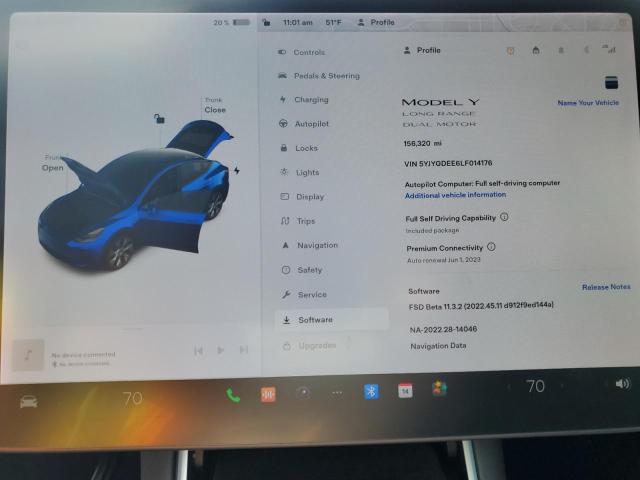 Photo 9 from auction – 2020 TESLA MODEL Y with VIN 5YJYGDEE6LF014176