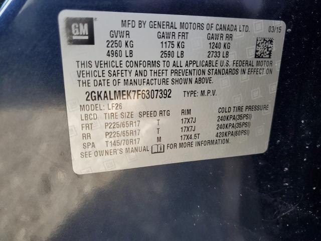 Photo 14 from auction – 2015 GMC TERRAIN SL with VIN 2GKALMEK7F6307392