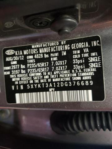 Photo 14 from auction – 2013 KIA SORENTO LX with VIN 5XYKT3A12DG376689