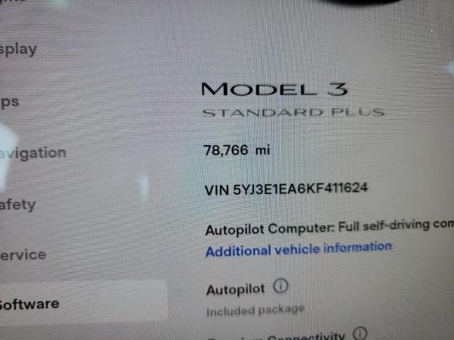 Photo 9 from auction – 2019 TESLA MODEL 3 with VIN 5YJ3E1EA6KF411624