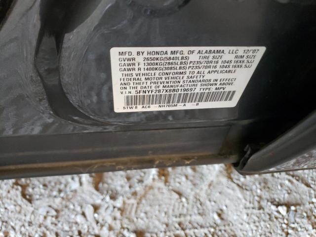 Photo 14 from auction – 2008 HONDA PILOT EXL with VIN 5FNYF287X8B019697