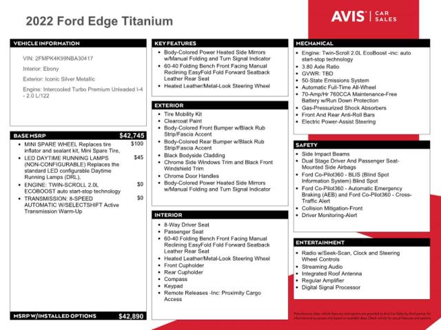 Photo 12 from auction – 2022 FORD EDGE TITAN with VIN 2FMPK4K99NBA30417