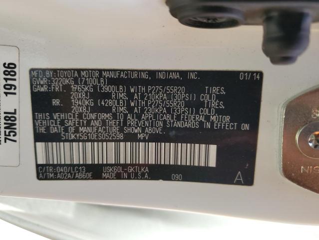 Photo 14 from auction – 2014 TOYOTA SEQUOIA LI with VIN 5TDKY5G10ES052598