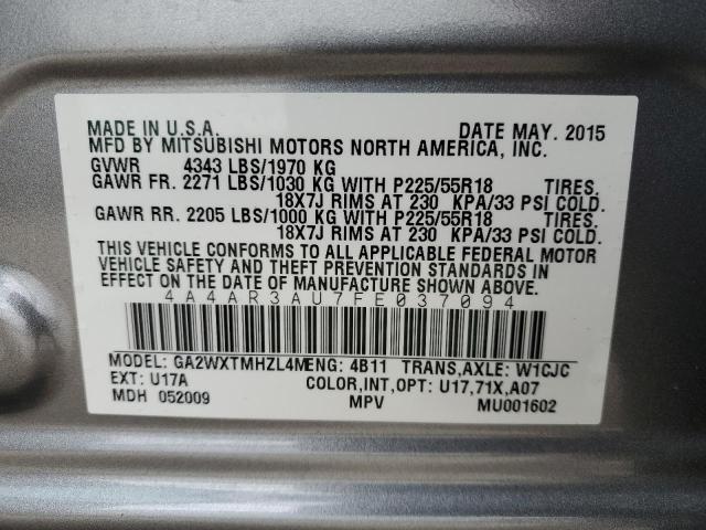 Photo 14 from auction – 2015 MITSUBISHI OUTLANDER with VIN 4A4AR3AU7FE037094