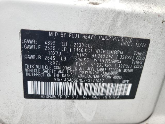 Photo 14 from auction – 2015 SUBARU OUTBACK 2. with VIN 4S4BSBNC3F3271087