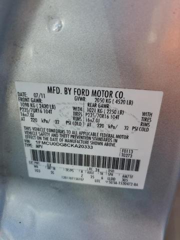 Photo 14 from auction – 2012 FORD ESCAPE XLT with VIN 1FMCU0DG8CKA20333