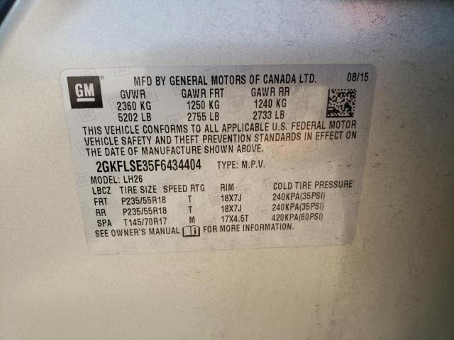 Photo 14 from auction – 2015 GMC TERRAIN SL with VIN 2GKFLSE35F6434404
