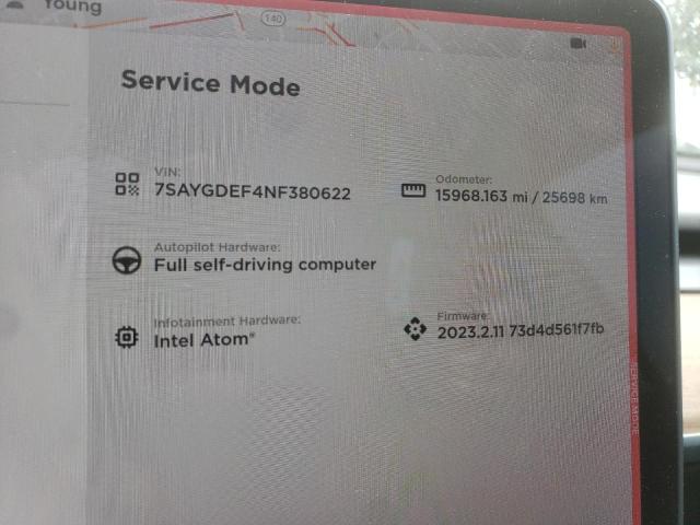 Photo 9 from auction – 2022 TESLA MODEL Y with VIN 7SAYGDEF4NF380622