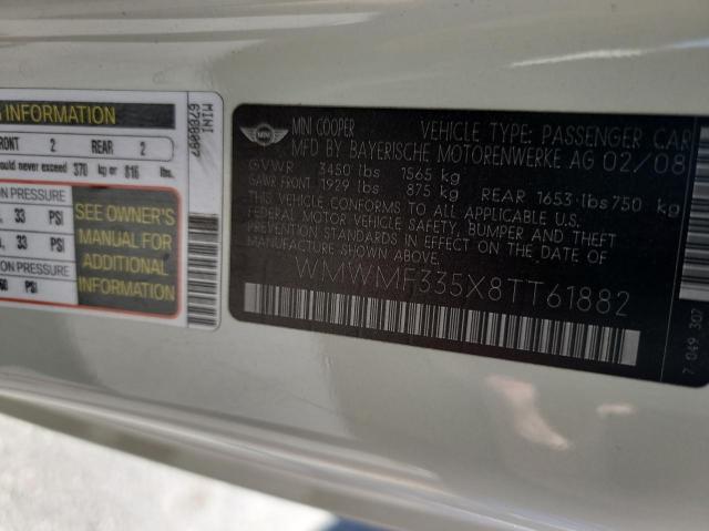 Photo 10 from auction – 2008 MINI COOPER with VIN WMWMF335X8TT61882