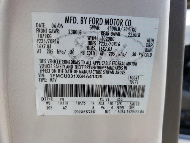 Photo 14 from auction – 2006 FORD ESCAPE XLT with VIN 1FMCU031X6KA41329