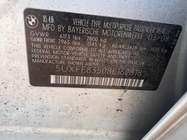 Photo 10 from auction – 2008 BMW X5 4.8I with VIN 5UXFE83508L162818