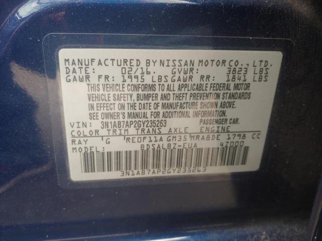 Photo 10 from auction – 2016 NISSAN SENTRA S with VIN 3N1AB7AP2GY235263