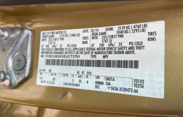 Photo 10 from auction – 2014 FORD ESCAPE SE with VIN 1FMCU9GXXEUC73791