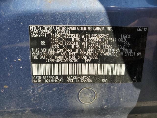 Photo 14 from auction – 2012 TOYOTA RAV4 with VIN 2T3BF4DVXCW225708